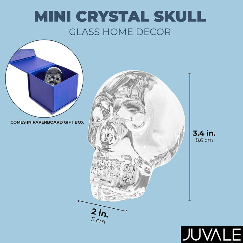 Juvale Crystal Skull, Glass Home Decor (2 x 3.4 x 3.4 in)