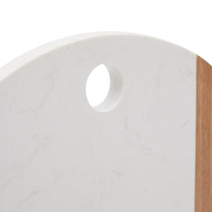 Round Marble and Wood Cutting Board, Cheese Charcuterie Serving Tray for Appetizers, Tapas, Meat, 11 Inches