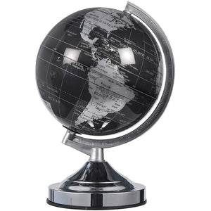 Small World Globe with Stand for Home, Desk, Classroom (Black, 8 In)