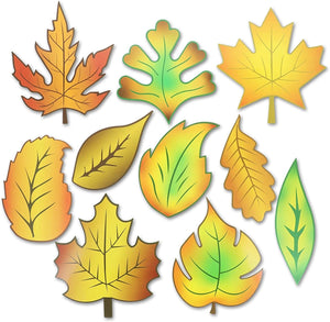 Bulletin Board Fall Leaf Cutouts (50 Count), 10 Designs