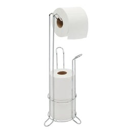 Free Standing Bathroom Paper Holder, Compact Organizer (Fits Standard Rolls)