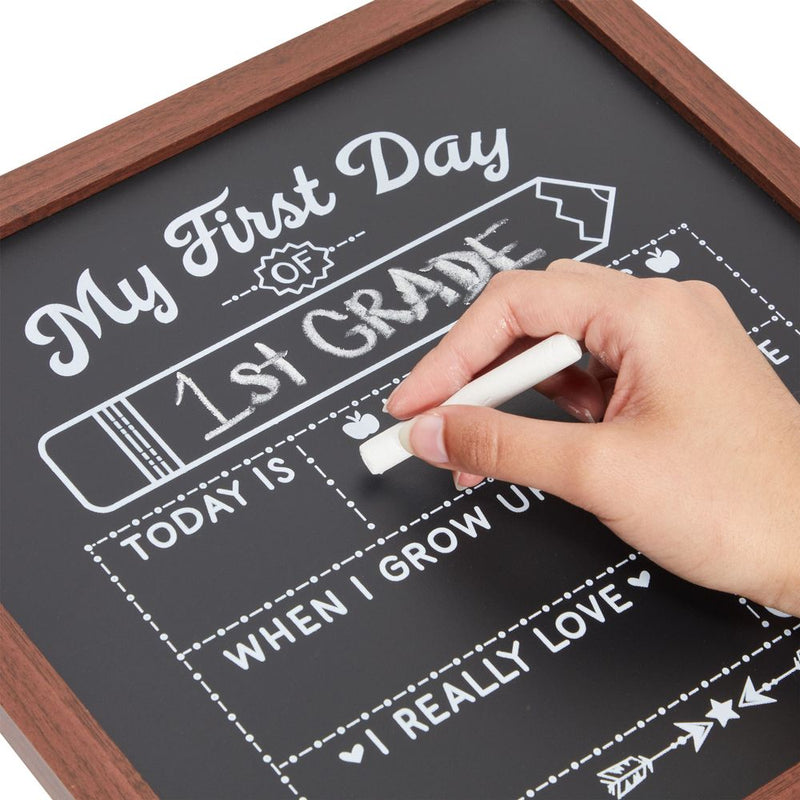 First and Last Day of School Chalkboard Sign, Teacher Classroom Supplies (2 Pieces)