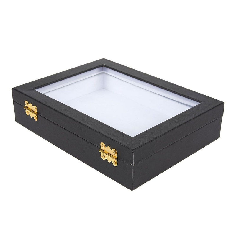 Bug Display Box with Glass Window, Mount for Collecting Insects (8 x 6 In, Black)