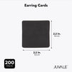 Earring Display Card Holders for Jewelry, Ear Studs (2x2 In, Black, 200 Pack)