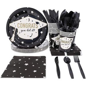 2021 Graduation Party Dinnerware Plates, Napkins, Cups, Cutlery (Serves 24, 144 Pieces)