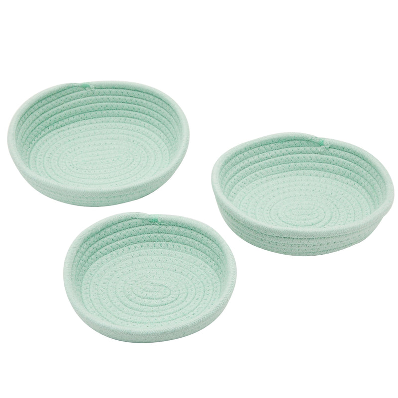 Teal Cotton Rope Baskets for Organizing, Rope Storage Baskets Set (3 Sizes, 3 Pieces)