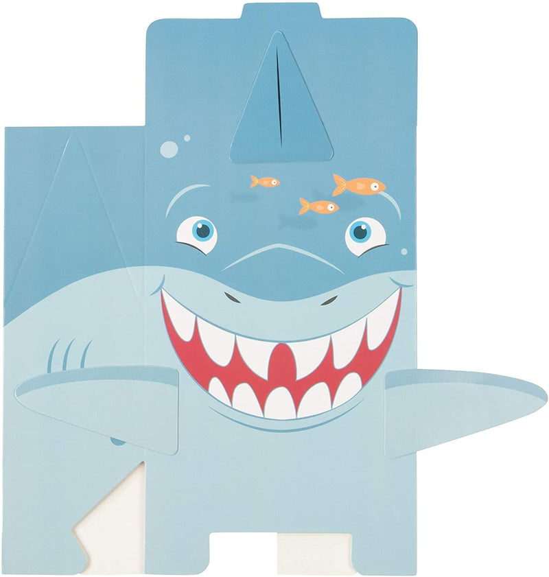 Shark Favor Boxes - 24-Pack Paper Treat Boxes with Die-Cut Shark Design, Sea Themed Party Favors Boxes, Goodie Gift Loot Boxes, Kids Birthday Party Supplies, 6 x 2.1 x 7.75 Inches