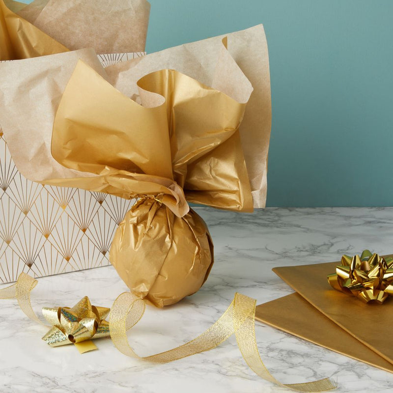 Gold Tissue Paper, 100 Sheets Metallic Gift Wrapping Paper for Birthday  Party,Anniversary Valentine'S Day Decoration