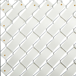 Chain Link Fence Slats for Privacy Covering, Fence Tape Roll with Brass Fasteners for Home, School, Business, Stadiums, Construction Sites, Storage Facilities, and Warehouses (1.8 in x 246 ft, White)