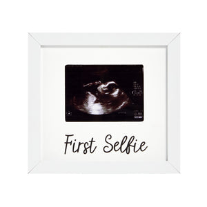 Baby Sonogram Picture Frame for 4 x 3 Ultrasound Photo, First Selfie (7 x 6.5 In, White)
