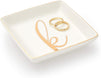 Letter K Ceramic Trinket Tray, Monogram Initials Jewelry Dish (4 x 4 Inches)