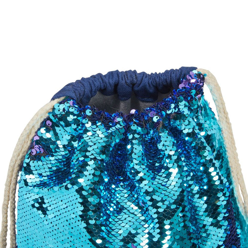 Mermaid Sequin Drawstring Backpack for Girls, Reversible (12 x 16 In)