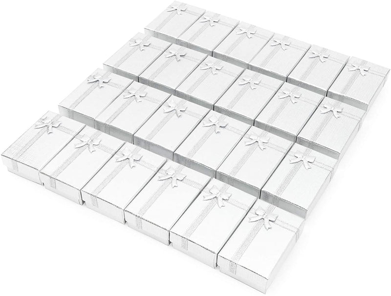 Jewelry Display Gift Boxes for Weddings & Anniversaries (2 x 3.2 in, Silver, Paper, 24 Pack)