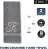 2 Pack Letter K Monogrammed Hand Towels, Gray Cotton Hand Towels with Silver Embroidered Initial K for Wedding Gift, Bridal Shower, Baby Shower, Anniversary (16 x 30 Inches)