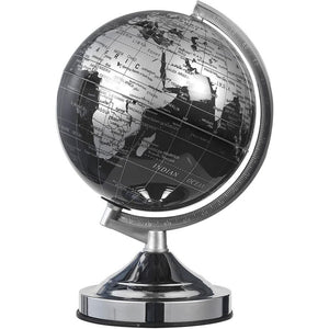 Small World Globe with Stand for Home, Desk, Classroom (Black, 8 In)