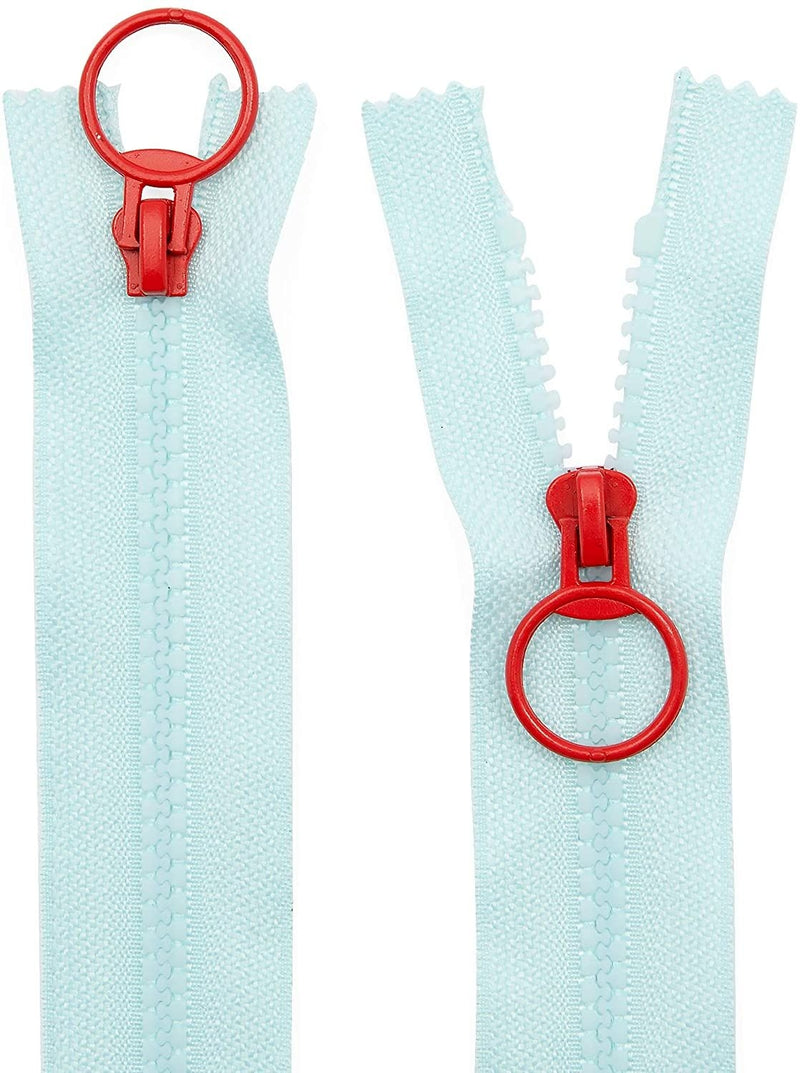 36 Pack Nylon Coil #5 Resin Zippers with Ring Zipper Pulls for Sewing, Crafts, Upholstery, 6 Pastel Colors (10 Inches)