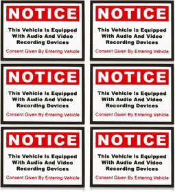 Juvale Notice Audio and Video Recording Consent Stickers (3.5 x 2.5 in, 6 Pack)