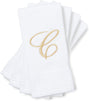 Monogrammed Fingertip Towels, Embroidered Letter C (11 x 18 in, White, Set of 4)