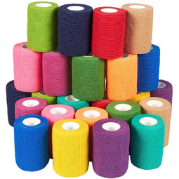 Self Adhesive Bandage Wrap, Cohesive Tape in 12 Colors (3 in x 5 Yards, 24 Pack)