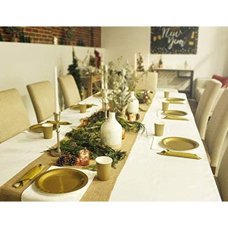 Gold Party Dinnerware Set, Includes Paper Plates, Cups and Napkins (Serves 24)