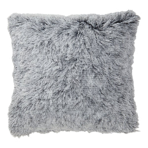 Grey Faux Fur Throw Pillow Covers, Fuzzy Home Decor (20 x 20 Inches, 2 Pack)