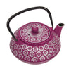 Purple Floral Cast Iron Teapot Kettle with Stainless Steel Loose Leaf Infuser (34 oz)