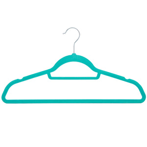 50 Pack Slim Non Slip Teal Velvet Hangers with Cascading Hooks for Clothes, Shirts, Suits, Dresses, Coat, Pants, Heavy Duty Durable Hangers, Lightweight, Space Saving (18 In)