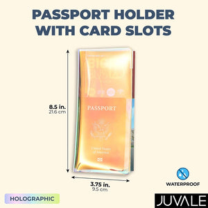 Standard Size Holographic Passport Cover with Card Slots (8.5 x 3.75 Inches)