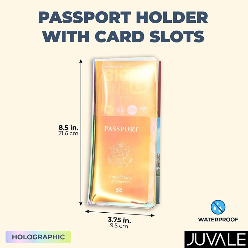 Standard Size Holographic Passport Cover with Card Slots (8.5 x 3.75 Inches)