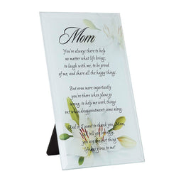 Decorative Floral Glass Plaque for Mother's Day Gifts, Mom, Multi-Color (4 x 6 x 3 in)