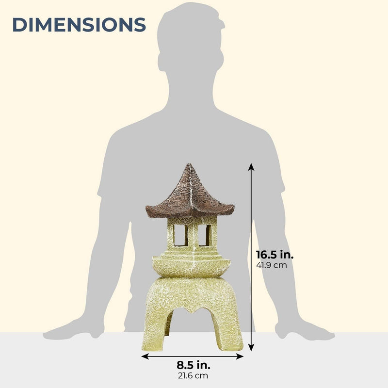 Juvale Outdoor Asian Pagoda Candle Lantern Statue for Home and Garden, 8.5 x 16.5 Inches