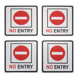 No Entry Signs - 4-Pack Metal No Trespass Signs, Aluminum Private Property Signs, Self-Adhesive, Ideal for Office, Retail, Restaurants, Indoors and Outdoors, 5.5 x 5.5 Inches