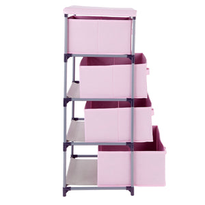 4-Tier Tall Closet Dresser with Drawers - Clothes Organizer and Small Fabric Storage for Bedroom (Pink)