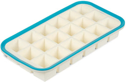 Ice Cube Tray, Reinforced Flexible Silicone Ice Shaping Kit, Makes 18 Square 1.4-Inch Ice Cubes, Dishwasher Safe, Easy Ice Removal. Ivory and Blue, 10.8 x 5.5 x 1.5 in