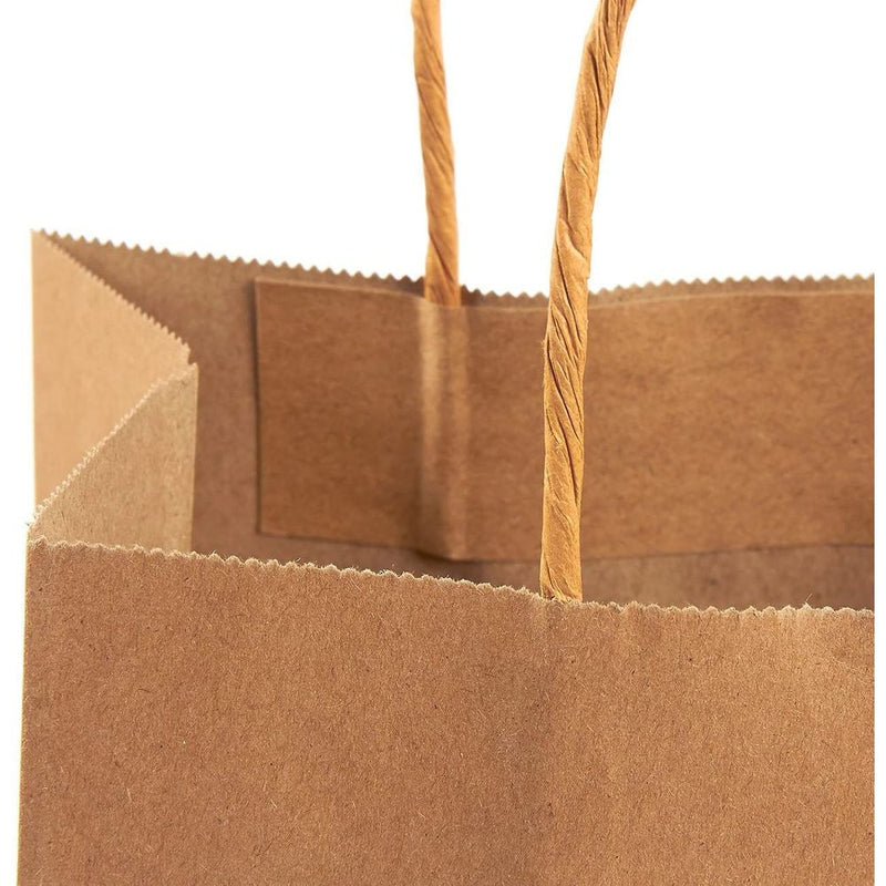 Kraft Gift Bags with Handles for Party Favors, Shopping, Retail (Medium, 24 Pack)