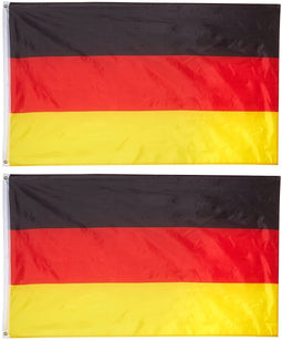 Juvale 2-Piece Germany Flags - Outdoor 3x5 Feet German Flags, Deutschland National Flag Banners, Double Stitched Polyester Flags with Brass Grommets, Decorations for Parties and Festivals, 3 x 5 Feet