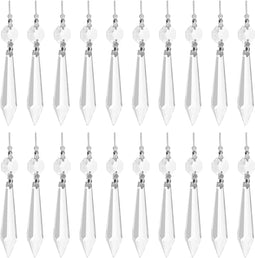 Replacement Clear Chandelier Icicle Crystal Prisms (38mm, 20 Pack)