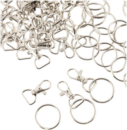 Metal D-Ring Lobster Clasps with Split Key Rings (150 Pieces)