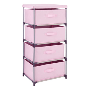 4-Tier Tall Closet Dresser with Drawers - Clothes Organizer and Small Fabric Storage for Bedroom (Pink)