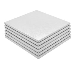 6 Pack White 12 Inch Cake Drum for Baking Desserts, Foil Square Cake Boards for Pastries