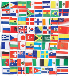 Juvale 72-Pack Country Flags - International Flags The World, Party Decorations, 72 Different Countries, Assorted Colors, 7.5 x 5.2 inches