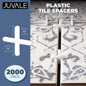 Juvale 3mm Ceramic Wall and Floor Plastic Tile Spacers for Spacing Floor or Wall Tiles, White 2000pcs