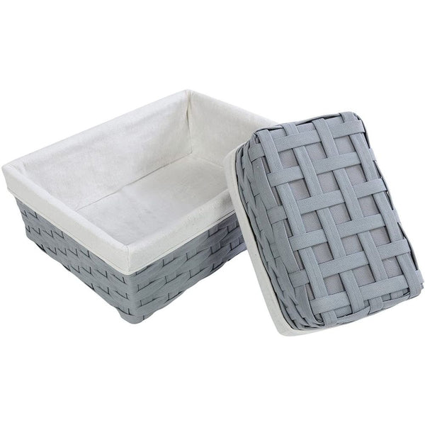 Woven Wicker Baskets with Liners for Shelves, Storage, Organizing (Gray, 5 Piece)