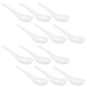 Melamine Rice Spoon for Noodles, Ramen, Miso Soup, Won Ton (1.5 x 5 In, 12 Pack)