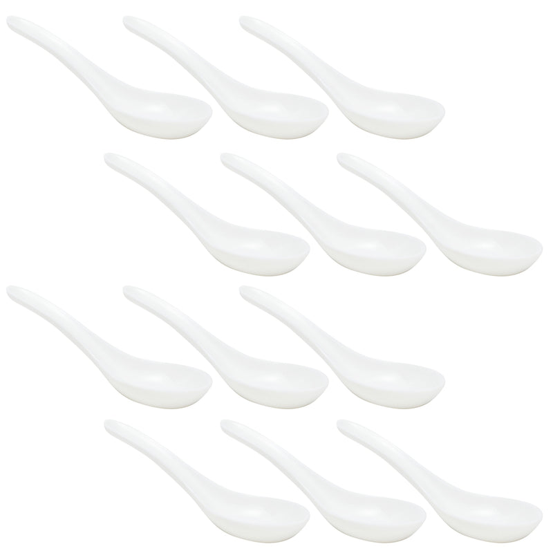 Melamine Rice Spoon for Noodles, Ramen, Miso Soup, Won Ton (1.5 x 5 In, 12 Pack)