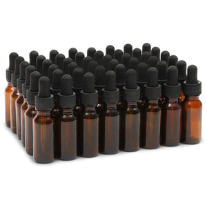 48 Count 1 oz Amber Glass Dropper Bottles and 6 Funnels (30 ml, 54 Pieces)