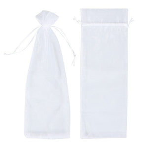 Juvale 24 Pack Organza Wine Bags - Drawstring Wine Bottle Organza Gift Bags for Baby Shower, Wedding and Party Favors - White 14.7 x 5.2 inches