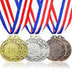 Juvale 6-Piece Set Metal Olympic Style Award Medals with Ribbons in Gold, Silver, and Bronze