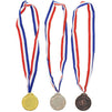 Juvale 6-Piece Set Metal Olympic Style Award Medals with Ribbons in Gold, Silver, and Bronze