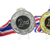 Juvale 6-Piece Set Metal Olympic Style Award Medals with Ribbons in Gold, Silver, and Bronze